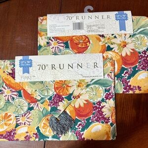 FURIO Fruit & Floral Table Runner – 70” Vintage Tapestry with Tassels